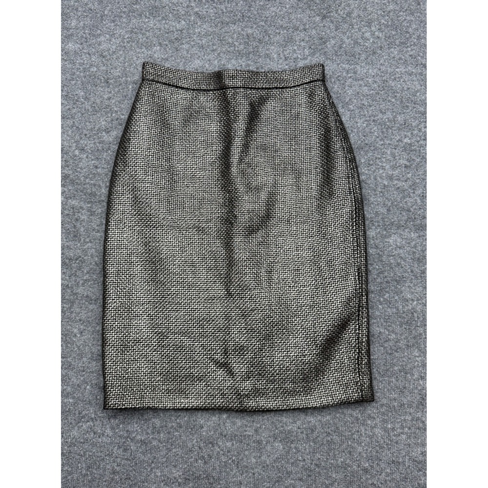 Banana Republic Metallic Silver Black Tweed Pencil Skirt Size 8 Professional